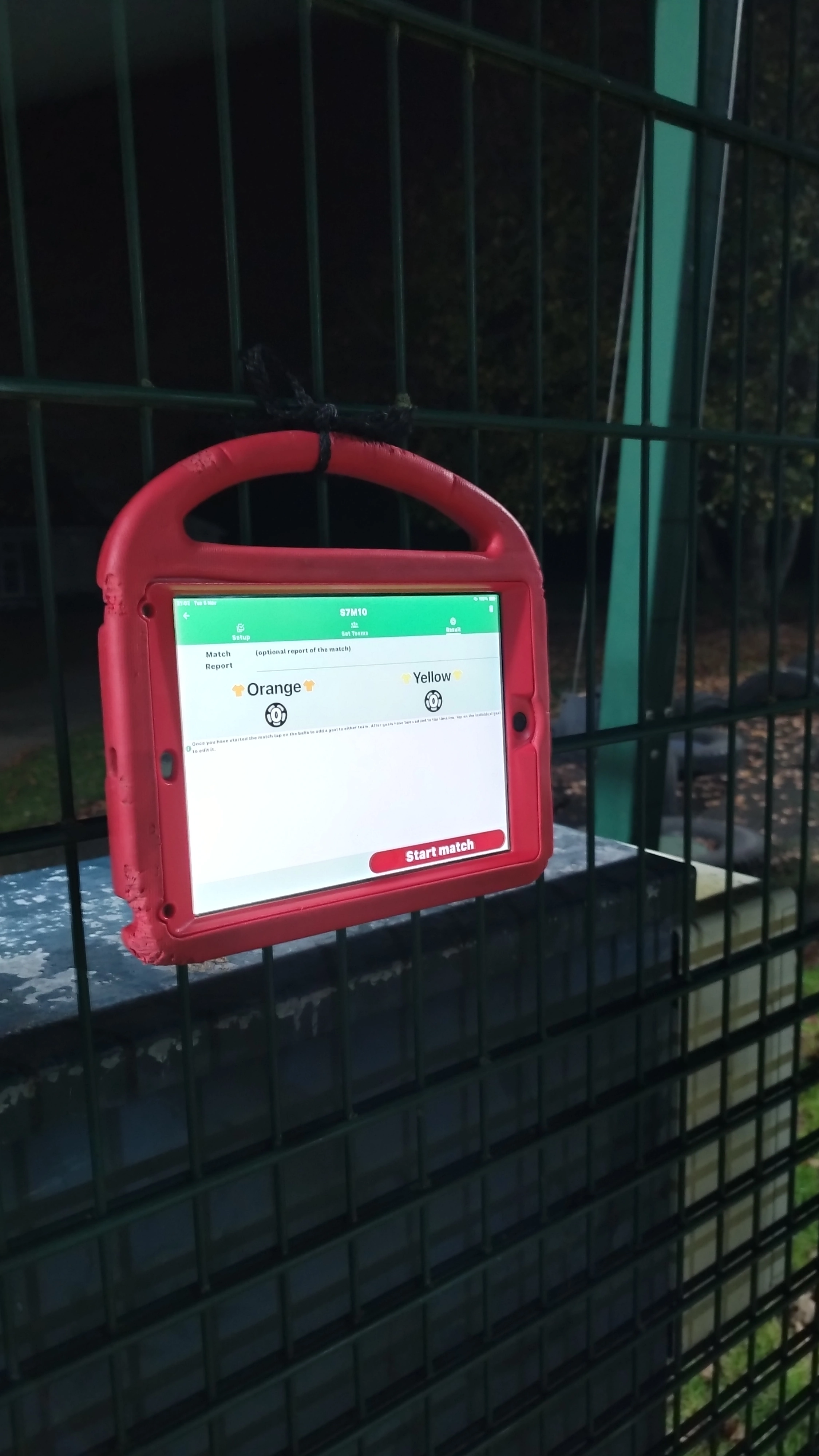 Log goals live with a shared phone or tablet pitch-side