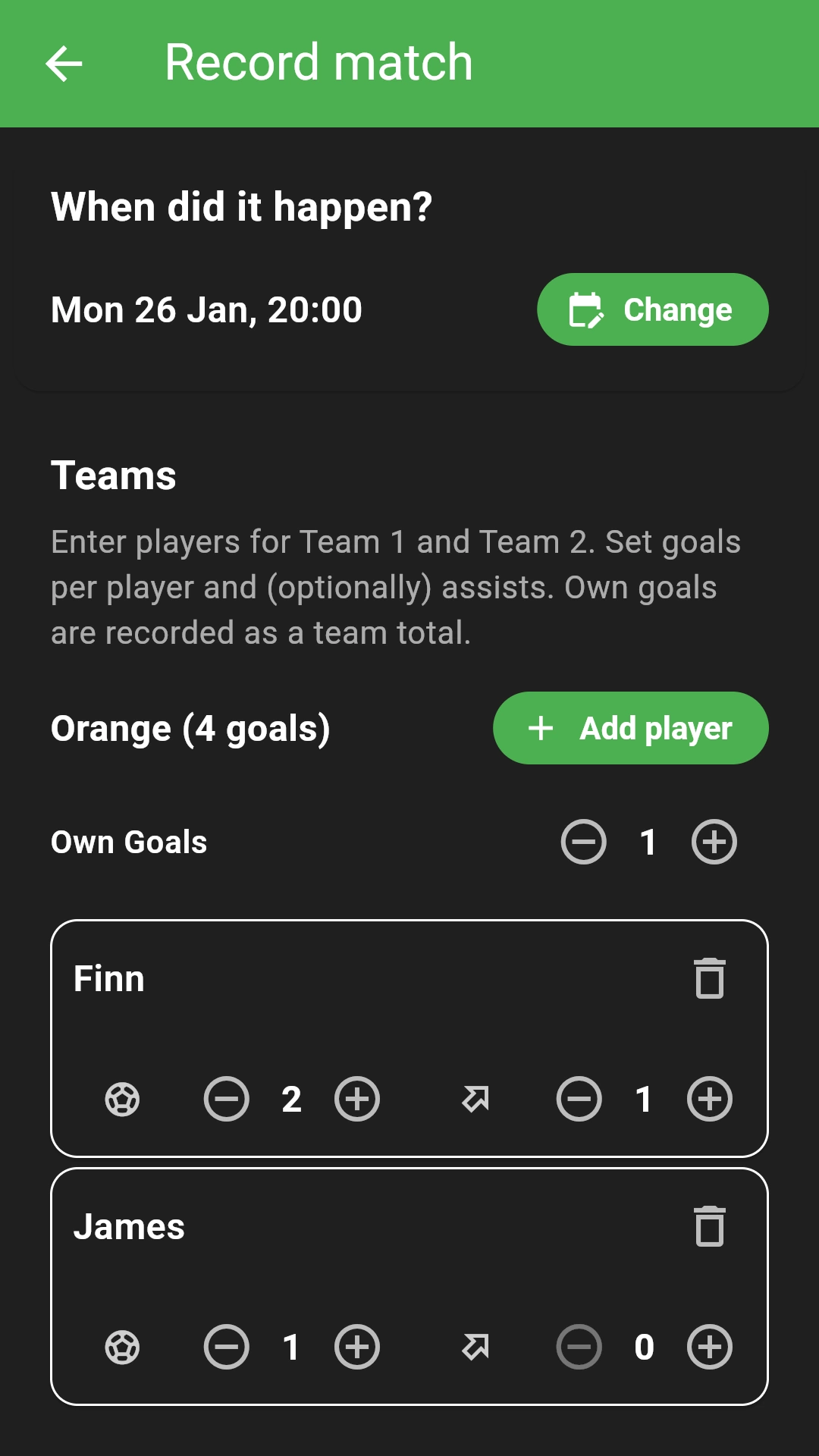 Zero prep football match logging